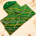 LoveNspire Brocade Fabric Money Envelopes (7.5 x 3.5 Inch) Decorative Bandhani Pattern Shagun Lifafa for Indian Wedding, Birthday | Cash Gift Holder & Home Savings Organizer Green/Pack of 20 by LOVENSPIRE