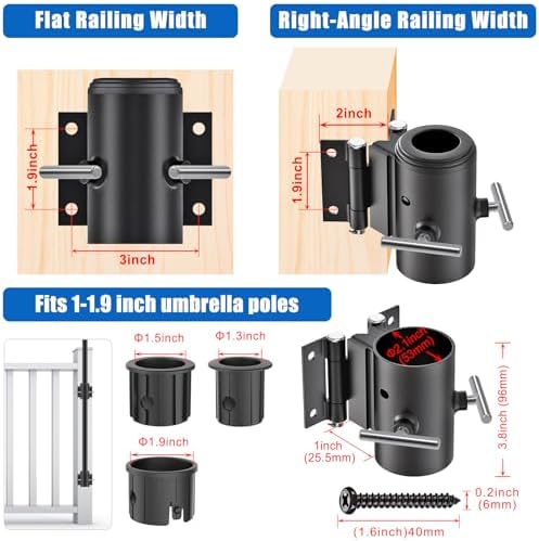 KingDolly Deck Umbrella Mount Corner, Umbrella Brackets for Deck Railing - Image 5