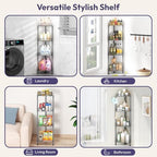 SWTYMIKI Standing Shower Caddy Corner - 4‑Tier Stainless Steel Shower Organizer Shelf with 12 Hooks and Adhesive Pads, Rustproof Corner Shelves Stand Rack for Bathroom Shower Room, Gray - Image 6