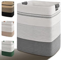 Laundry Hamper, 85L Tall Laundry Basket with Leather Handles, Rectangle Large Clothes Hamper for Organizing, Cotton Woven Laundry Baskets Storage Hampers for Bedroom, Nursery, Living Room by Degeyoyo