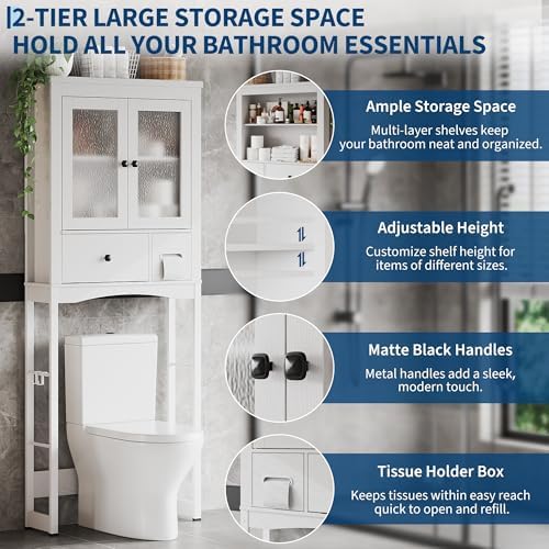 Garvee Over-The-Toilet Storage Rack, Vintage Bathroom Organizer - Image 4