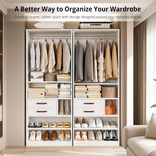IRONCK Closet Organizer System with 2 Drawers & Adjustable Shelves, 29.6" - Image 3