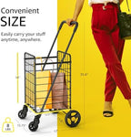Our Modern Space Shopping Cart & 360° Swivel Wheels | Foldable Collapsible & Lightweight | Perfect for Groceries Laundry Utility Cart - Black - Image 2