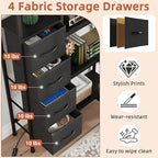 AFLUI 5-Tier Corner Bookshelf with LED Light Strips, 4 Fabric Drawers - Image 4