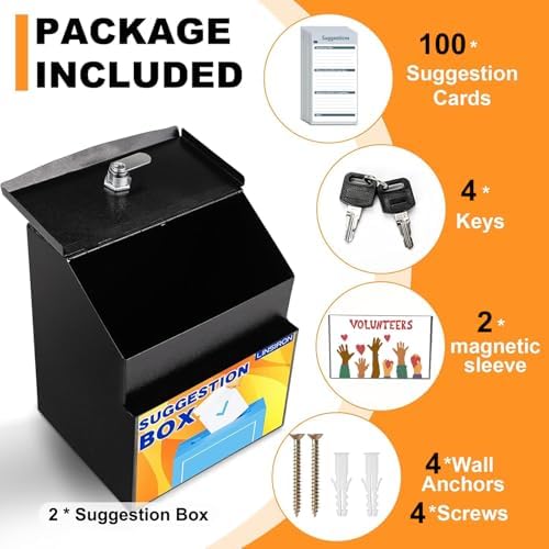 Suggestion Boxes with Magnetic Sign Holder, 2 Pack Donation Boxes - Image 3