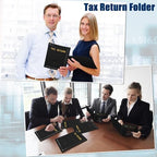 Mooliwe 100 Pcs Black Tax Return Folders Bulk 9 x 11.25 Inches Income Tax Organizer with Side Staples Double Windows Paper File Pocket Document Folders for Accountants Business Office Supply - Image 5