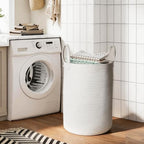 MEGASKET Large White Laundry Basket, 80L Tall Blanket Basket Living Room, Cotton Rope Toy Bin for Organizing, XL Woven Baby Nursery Laundry Hamper with Handle, White Room Decor, Bedroom Aesthetic - Image 3