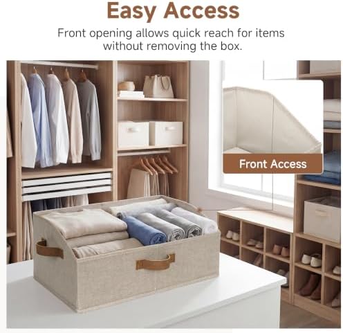 StorageWorks Closet Organizer Bins Trapezoid, Brown&Beige, Large, 3-Pack - Image 3