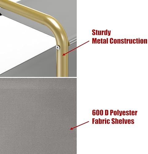 Simple Houseware Coat Rack with Shelf, Hall Tree with Hooks, Champagne Gold - Image 3