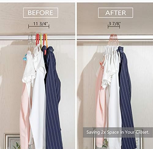 MIZGI Premium Velvet Pants Hangers with Clips (Pack of 20) Slim Skirt Hangers- Non Slip Felt Outfit Dress Hangers White - Copper/Rose Gold Hooks,Space Saving Shirt Clothes Hangers - Image 5