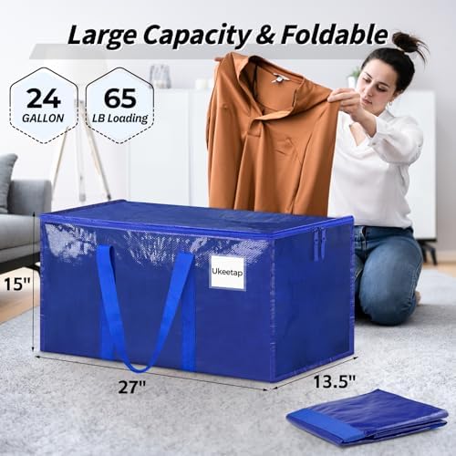 ukeetap 16 Pack Extra Large Clothes Storage Bins with Lids, Blue - Image 2