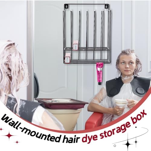 MorningRo Hair Color Organizer for Salon Metal Hair Color Tube Storage Rack Wall Mounted Organizer for Salon Beauty Home Dye Tube Display Tool, Black - Image 2