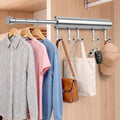 Valet Rod for Closet Pull Out 12 Inch with 5 Hooks - Chrome 1 Pack by Pisman