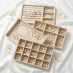 16 Pack Velvet Jewelry Trays for Drawers, Stackable Jewelry Organizer Trays with Dividers, 8.3 x 5 in Drawer Inserts for Rings Necklaces Earrings Bracelets, Beige - Image 5