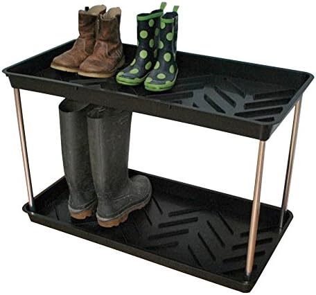 Tierra Garden GP105B - 2-Tier Boot Tray Shoe Rack - Durable Recycled Plastic, Black, Easy Assembly - Image 4