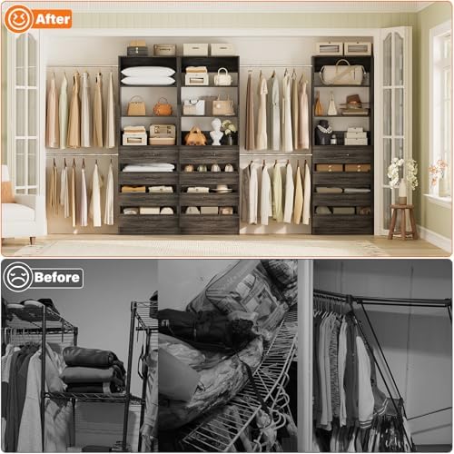 Aheaplus Closet System with 12 Drawers, 8.5-11.5Ft Closet Organizer System - Image 6