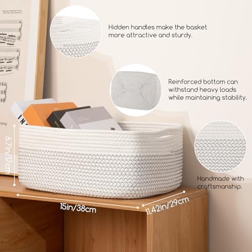OIASKET Storage Baskets for Organizing 3 Pack, Woven Baskets for Shelves, - Image 2