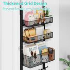 HapiRm Over The Door Hanger with Coat Hooks and 3 Baskets, Rustproof Over The Door Hooks, Storage Organizer for Hats, Towels - Black - Image 3