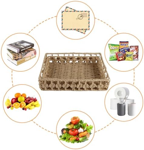 2 Pack File Folders Organizer,Woven Storage Basket for Folders,Mail,Letter,Office Supplies Desk Accessories for Women,Paper Letter Tray Desk Organizer,Stackable File Storage Desktop Organizer - Image 3