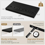 Fun Memories Black Floating Shelves 24 Inch Long, 9.3 Inch Deep Floating Shelf for Lving Room, Bedoom, Kitchen, Deep Wall Shelves for Bathroom, 2 Pack Storage Display Shelf for Books, Decors - Image 3