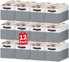 Criusia 12 Pack Large Storage Baskets for Shelves | Fabric Closet Organizers and Storage Bins with Handles for Home Organization | Decorative Collapsible Basket for Organizing Clothes Toy Nursery by Criusia