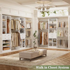 Besiost Closet System, Up to 128.6"/10.7 FT Closet Organizer with 4 Wooden Drawers and Shelves, Walk-in Closet System with 6 Hanging Rods, Built-in Closet Can Fit 96"/8FT, 120"/10FT, White Set 2 - Image 7