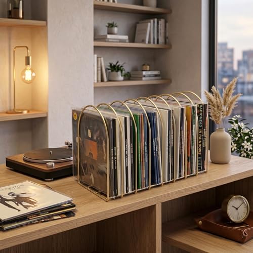 MyGift Brass Metal Wire File Desk Organizer Binder Holder with 8 Wide Slots - Image 4