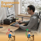 TEAMIX 2 Tiers Wood Monitor Stand Riser with Phone Holder & Side Pen Holder - Image 3