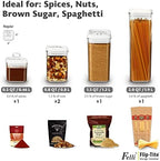 Felli Flip Tite Storage Container with Lid 4" Airtight Ring Seal Top, Stackable Acrylic Canister Jar Set for Kitchen Pantry Organizer, Food Spice Pasta Snack (5pk, Variety) - Image 3