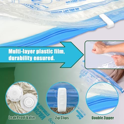 Vacuum Storage Bags, Vacuum Seal Bags for Clothing, 5 Jumbo 5 Large - Image 7