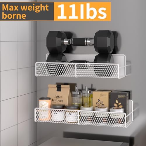 DTUQYX Magnetic Spice Rack for Refrigerator, 4 Pack 100% Metal Strong Magnet Fridge Shelves, Space Saving Spice Organizer, No Drilling Moveable Home Kitchen Laundry Room Storage Organization, White - Image 3