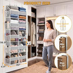 2 Pack Over the Door Organizer 5 Tiers, Extra Large Behind Door Storage of 10 Compartments, 80 lbs Weight Capacity Over Door Organizer, Door Hanging Organizer for Closet, Diaper Organizer, Light Gray - Image 4