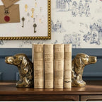 Decorative Bookends for Shelves, Gold Dog Heavy Bookends for Heavy Books, Vintage Book Ends Unique Cast Iron Bookends for Home Office Decor 4.8Lbs - Image 7