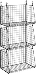 Sonyabecca 3-Pack Hanging Laundry Baskets, Foldable Metal Wire Shelves with 360° Rotating Hooks, Space-Saving Over Washer/Dryer or Closet Storage for Laundry Room & Closet Organization, Black by Sonyabecca