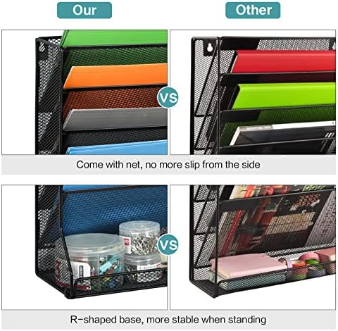 Jakyitvi Adjustable 5 Tiers Wall File Organizer Metal Hanging Holder Black - Image 6