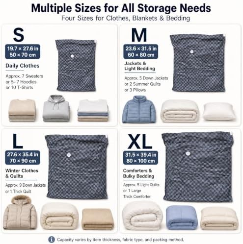 Oxford Fabric Vacuum Storage Bags for Bedding, 6 Pack, with Pump - Image 6