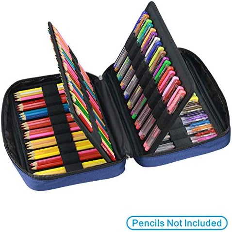 YOUSHARES 166 Slots Colored Pencil Case, 110 Slots Gel Pens fo Coloring Case Organizer, Handy Multilayer Color Pencil Holder for Glitter Gel Pens, Refills, Colored Pencils for Adults & Artist (Blue) - Image 3