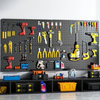 Peg Board, 84pcs Metal Pegboard Kit, Includes 4 Pack 24''X12'' Large Black Peg Board with Accessories and Hook Locks, Heavy Duty Peg Boards for Walls Home, Garage Tool Storage, Workbench - Image 2