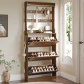Shoe Cabinet for Entryway with 3 Flip Drawers, Walnut Tall Wood Shoe Storage Cabinet with Coat Rack, Narrow Hidden Slim Freestanding Shoe Rack Organizer, 2 in 1 Hall Tree for Living Room, Hallway by Xixini