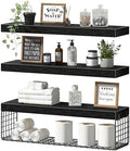 QEEIG Bathroom Shelves Over Toilet Wall Mounted (Black, Set of 3, 23.6") by QEEIG