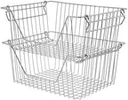 Stackable Wire Metal Baskets Fruit Vegetable Organization Pantry Cabinet Metal Bin Large Basket Shelves Storage for Kitchen Freezer, Set of 2 by blitzlabs