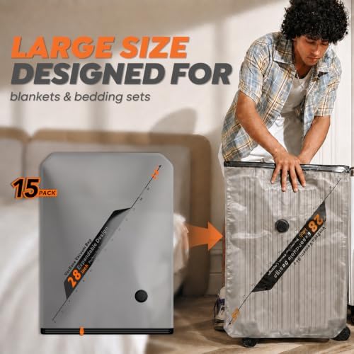 Rechargeable Wireless Pump Travel Storage Bags Set - 15 Pack Large Size Vacuum Bags for Travel & Home, Space-Saving Compression Packing for Clothes, Blankets & Bedding - Image 5