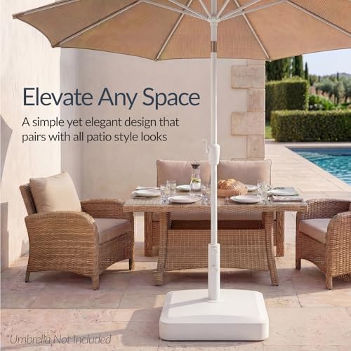 Best Choice Products 55lb Fillable Umbrella Base Stand, Plastic Patio Umbrella Stand with Pole Holder, Adjustment Knob for Outdoor, Lawn, Deck, Asscher Design - White - Image 5