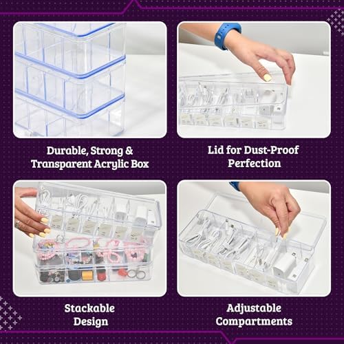 Set of 3 Cable Organizer Box W/Labels - Charger Box, Stackable W/Lids-Cord Organizer Junk Drawer- Cord Storage Box for Desk -Cable Organizer case, Multiuse Organizer - Image 4