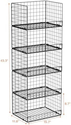 Yociyoga 5-Tier Stackable Closet Organizers and Storage Shelves, Closet Shelf Organizer Basket Bins, Foldable Sweater Storage for Closet Organizer System, Black(Patent 30022416) - Image 6