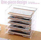 SANRUI Acrylic Paper Organizer Letter Tray for Desk, 5 Tier Enlarged File Sorter,Clear File Holder Desktop Shelf Document Storage for School Office Home - Image 5