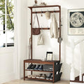 AMBIRD Hall Tree with bench and shoe storage, Entryway Bench with shoe storage, 6-in-1 Coat Rack with Cloth Bag and 12 Coat Hooks, Sturdy Bamboo Frame, Brown 31 * 15 * 70 Inches by AMBIRD