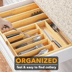 SpaceAid 2.5" High Bamboo Silverware Drawer Organizer with Labels, Kitchen Utensil Expandable Tray Holder for Flatware, Cutlery, Spoon and Knives Drawer Storage Organization (Natural) - Image 5