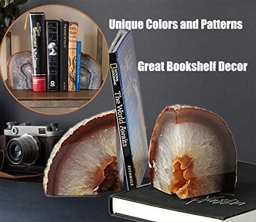 Agate Geode Bookends Heavy Duty Natural Crystal Stone Book Holders Decor - Image 2