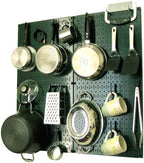 Wall Control Kitchen Pegboard Organizer Pots and Pans Storage Rack Organization Kit with Green Pegboard and Black Accessories by Wall+Control